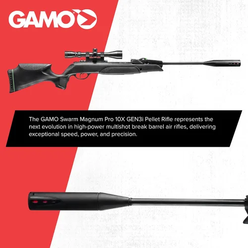 Vista 2 de Gamo Swarm Magnum PRO 10X GEN3i Inertia Fed Break Barrel Air Rifle High-Power Magnum Gas Piston - Upgraded Multi-Shot Loader System - Heavy Sound