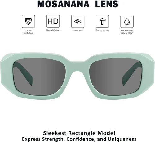 Vista 4 de mosanana Gafas de sol rectangulares de moda para mujeres y hombres
