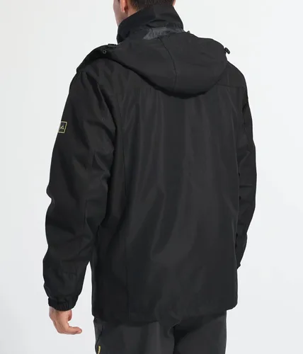 Vista 3 de MAGCOMSEN Mens Hooded Windproof Water Resistant Rain Jacket Windbreaker 5 Pockets for HikingFishingRuning