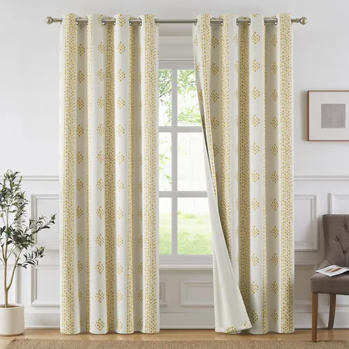 Vista 27 de Melodieux Cortinas bohemias 80% opacas de 63 pulgadas de largo para dormitorio, sala de estar, oscurecimiento de sala de estar, cortinas