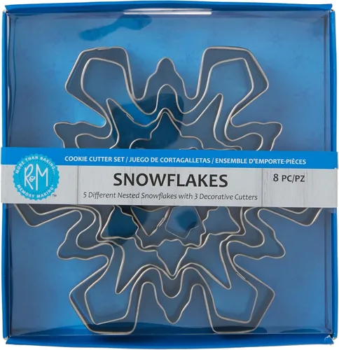 Vista 3 de R&M International Cortadores de galletas de muñeco de nieve, 3 muñecos de nieve, 2 árboles, 2 copos de nieve, juego de 7 piezas