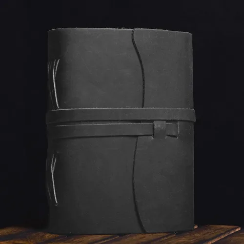 Vista 6 de LEATHER VILLAGE Diario encuadernado en cuero, negro, 7 x 5 pulgadas, 220 páginas, diario vintage de papel en blanco para escribir, dibujar, cuaderno