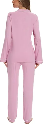 Vista 7 de Juego de pijama con botones para mujer, de manga larga, ropa de dormir suave, conjunto de ropa de descanso, tallas XS-XXL bean paste