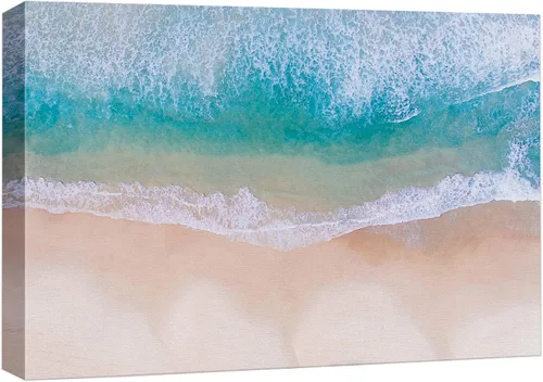 Vista 13 de wall26 - Lienzo decorativo para el hogar con aguas azules tropicales enmarcadas por palmeras, 12 x 18 pulgadas