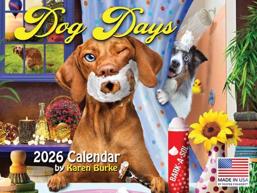 Vista 133 de Calendario mensual de pared Airedale Terrier Dog 2027 rojo (Airedale Terrier)