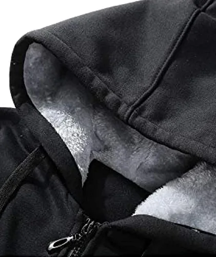 Vista 5 de SCODI - Sudaderas con capucha para hombre sudadera de forro polar pesado cremallera completa forro de sherpa grueso