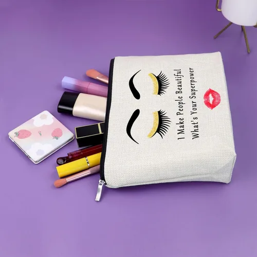 Vista 5 de Sazuwu Regalos esteticistas para mujeres bolsa de maquillaje, Hago a la gente hermosa ¿Cuál es tu superpoder?