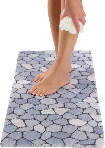 Vista 30 de Enkosi Alfombra de ducha antideslizante Loofah para suelos de ducha, bañera, baños, zonas húmedas, alfombrilla de baño acolchada con agujeros