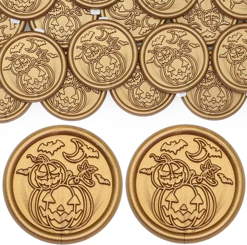 Vista 16 de SWANGSA 50 calcomanías de sello de cera de arco 3D, calcomanías de sellado de cera autoadhesivas de oro antiguo para invitaciones de fiesta de boda