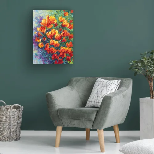 Vista 4 de Lienzo decorativo para pared, diseño de Marion Rose con las amapolas cal, para sala de estar, dormitorio u oficina, 14 x 19 pulgadas