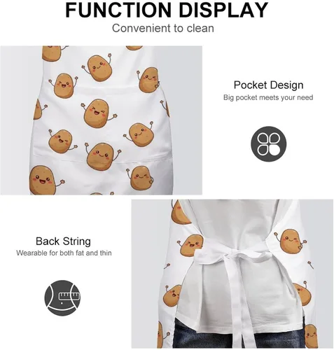Vista 6 de Babero de cocina unisex con bolsillo, impermeable, lavable a máquina, para jardín, restaurante, manualidades