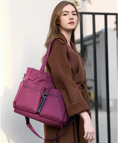 Vista 2 de Bolsas de nailon para mujer, impermeable, bolsa de hombro casual, bolso ligero, bolsa de múltiples bolsillos