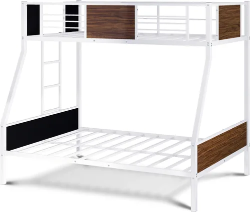 Vista 12 de East West Furniture JAFTBLK Jackson - Litera de tamaño matrimonial, dos camas divididas, una escalera con dos escalones y barandillas de protección