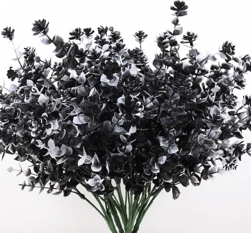 Vista 59 de RECUTMS - Flores artificiales, 12 plantas sintéticas para exteriores, resisten rayos ultravioleta, arbustos para interiores y exteriores, maceta