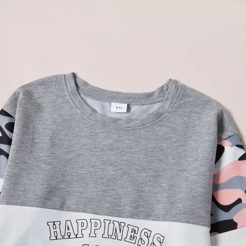 Vista 7 de PATPAT Conjunto de 2 piezas para niñas, camiseta de bloque de color de leopardo, camiseta de cuello redondo, leggings negros, pantalones deportivos