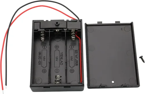 Vista 3 de Paquete de soporte de batería AA de 4.5 V, 3 fundas de soporte de batería AA de 1.5 V con cables de cable e interruptor de encendido/apagado