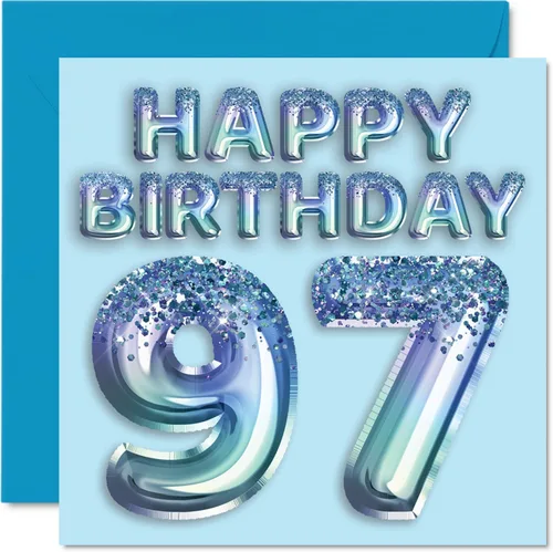 Vista 215 de Stuff4 Tarjeta de primer cumpleaños para niños, globo de fiesta con purpurina azul, tarjetas de feliz cumpleaños para niño de 1 año, nieto, hijo, 57