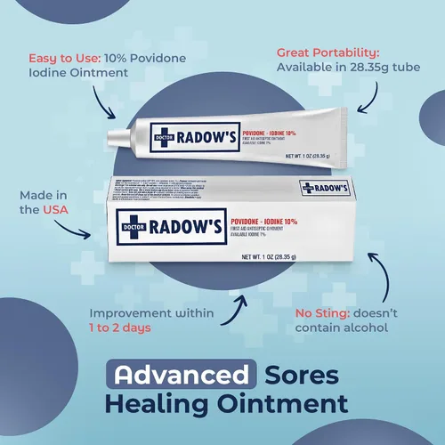 Vista 5 de Doctor Radow's - Ungüento antiséptico de povidona yodo -10% de povidona yodada, sin antibióticos, para heridas, quemaduras, cortes y más, promueve