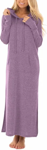 Vista 2 de GIKING Vestido largo con capucha para mujer, manga larga, con capucha, con bolsillos, moda de otoño 2023
