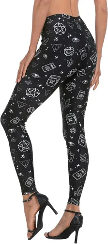 Vista 6 de HDE Leggings de entrenamiento con diseño de moda. Divertidos estampados impresos con gráficos de moda