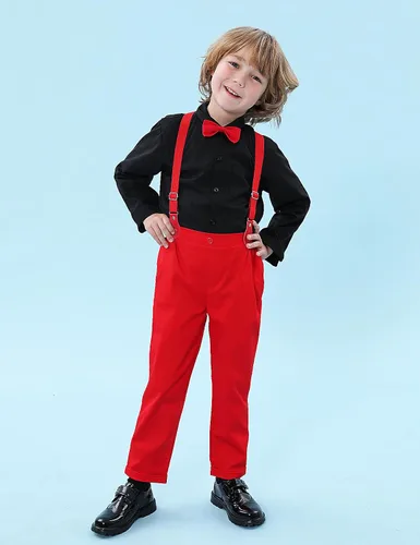 Vista 29 de A&J DESIGN Conjunto de ropa formal para niños pequeños con tirantes y tirantes