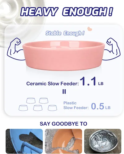 Vista 6 de TRUVIC Ceramic Slow Feeder Dog Bowl Small Breed Maze Cat Bowl (Pink)