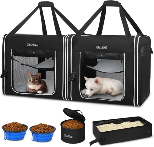 Vista 8 de Petskd Transportador de mascotas combinable para gatos grandes o perros medianos, transportador grande de 18 x 17 x 17 pulgadas para viajes