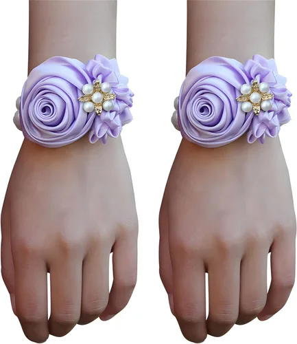 Vista 4 de Boutonniere de rosas de satén, 2 piezas para boda, novio, padrino, padrino, mejor hombre, padre, alfiler de solapa, agujero de botón, flor