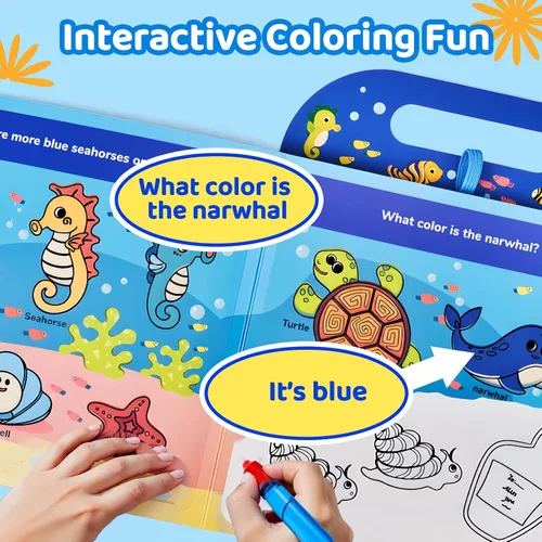 Vista 6 de JoyCat Libro para colorear de agua oceánica para niños pequeños de 1 a 3
