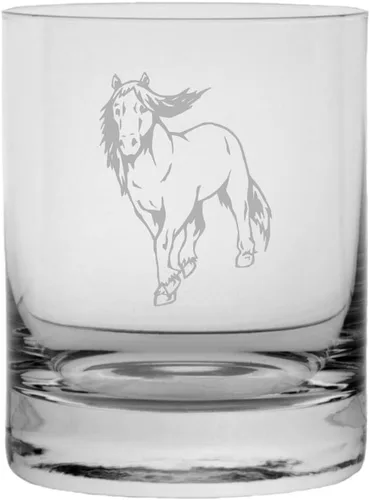 Vista 27 de Abaco Barb - Vaso de whisky con temática de caballo grabado (10.25 onzas)