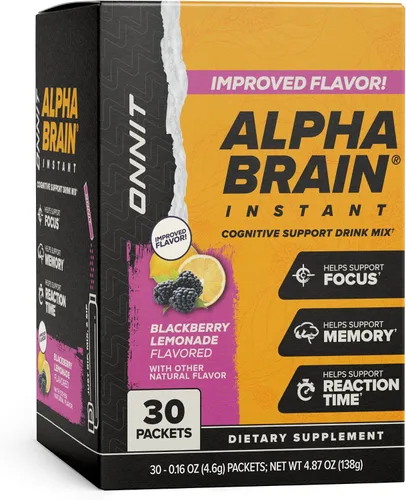Vista 4 de ONNIT Alpha Brain - Mezcla de bebida instantánea de apoyo cognitivo, sabor a limonada de mora, suplemento nootrópico para concentración, memoria