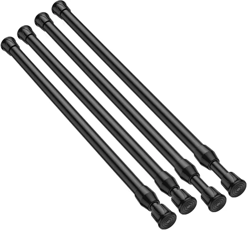Vista 24 de Pack de 2 cortineros con resorte de tensión de 8 a 12.5 pulgadas, cortineros mini DIY sin necesidad de perforación para ventanas delgadas, armarios