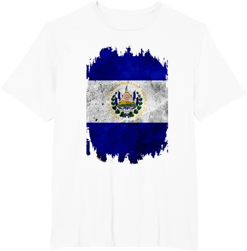Vista 11 de Camiseta con bandera de El Salvador de El Salvador con diseño de bandera de El Salvador, Negro, S