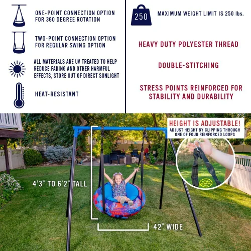 Vista 3 de AIR Swing - Columpio inflable gigante de 42 pulgadas para interiores y exteriores, gimnasio de la selva o árbol a partir de 3 años, cubierta