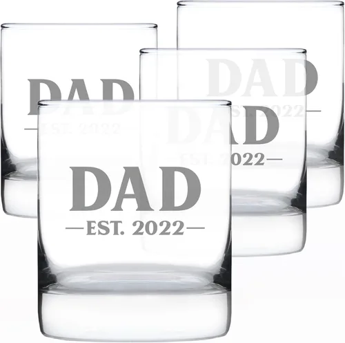 Vista 27 de Dad Est 20XX personalizado – Nuevo padre whisky rocas regalo de cristal para padres primerizos – Gafas personalizadas atrevidas de 10.25 onzas