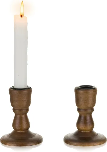 Vista 11 de Portavelas cónicos de madera: Portavelas rústicos negros de madera estilo granja para decoración otoñal de Halloween, sala de estar, mesa