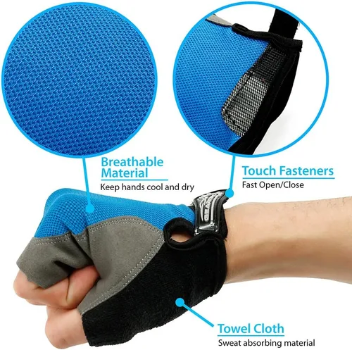 Vista 4 de GEARONIC Guantes de ciclismo para hombre, guantes de bicicleta de montaña sin dedos para hombres, guantes de bicicleta de montaña transpirables