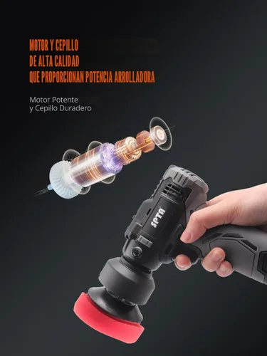 Vista 4 de SPTA 12V Kit de herramientas de pulido rotativo para auto inalámbrico, pulidora de doble acción con taladro inalámbrico, velocidad variable, batería