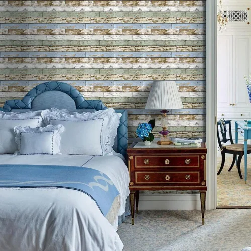 Vista 7 de Commomy Azulejos de pared 3D de madera sintética para despegar y pegar, 10 Madera-AB