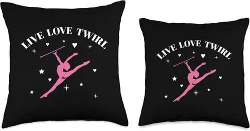 Vista 3 de Baton Twirling Gear For Majorettes Live Love Twirling Baton Twirler - Almohada de 16.0 x 16.0 in, multicolor