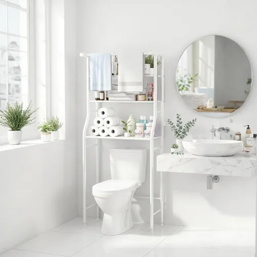 Vista 7 de UDEAR Estante de 3 Niveles Sobre el Inodoro, Estante de Baño Ahorrador de Espacio, Organizador de Almacenamiento de Soporte de Esquina, Accesorios