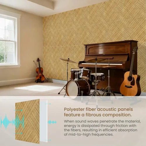 Vista 3 de [Usado] Paneles de pared acústicos, paquete de 6 paneles de pared de tamaño total de 70.8 x 47.2 pulgadas, paneles de pared acústicos decorativos