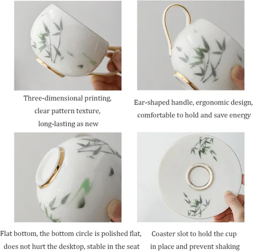 Vista 6 de Taza de cerámica, taza de té, taza de café, lindas tazas de café, juego de tazas de café, taza de capuchino, taza de té y platillo, calcomanía