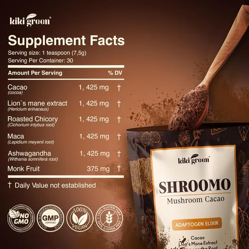 Vista 7 de Shroomo - Alternativa al café de hongos – Mezcla maestra de melena de león, ashwagandha, raíz de maca, achicoria tostada, fruta del monje