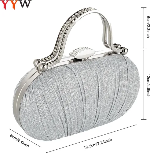 Vista 3 de YYW Bolso de noche para mujer, embrague de boda con cadena y bolsos de noche