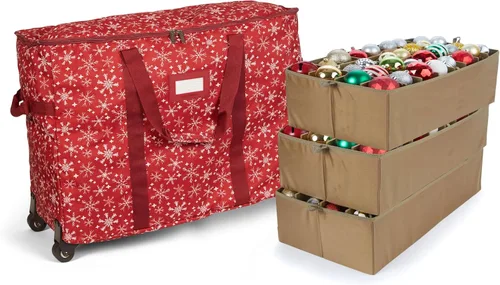 Vista 61 de Covermates Keepsakes Bolsa de almacenamiento ajustable para adornos, con asas de transporte, protección acolchada, ruedas dobles, almacenamiento
