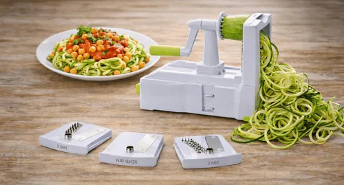 Vista 10 de Brieftons Espiralizador de verduras de 5 hojas: rebanador en espiral más fuerte y pesado, el mejor fabricante de pasta de espaguetis de verduras