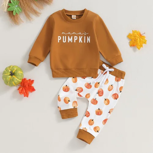 Vista 30 de Karwuiio Conjunto de disfraz de Halloween para bebé, sudadera de manga larga y pantalones para otoño