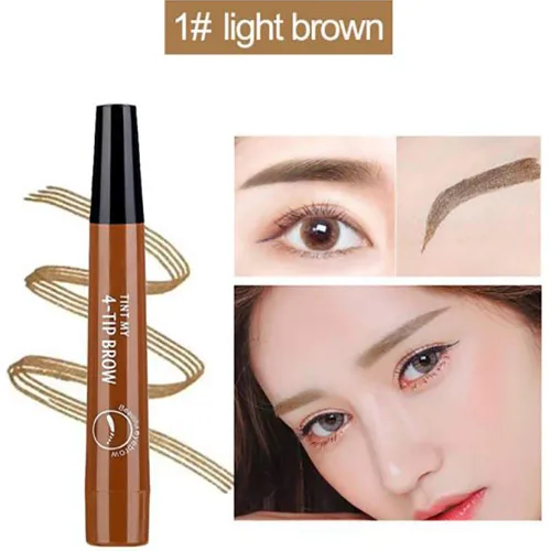 Vista 4 de Lápiz de cejas Microblading con 4 puntas de tenedor, crea maquillaje duradero, cubierta de lápiz de cejas natural profesional, áreas dispersas
