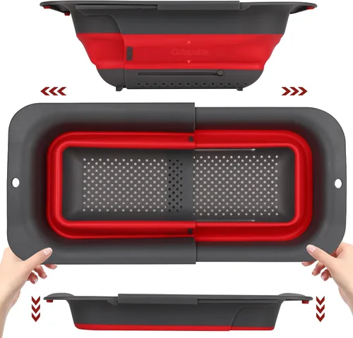 Vista 7 de ROTTOGOON Colador plegable de 7 cuartos, colador expandible sobre el fregadero, colador ajustable de silicona para fregadero de cocina, cesta grande